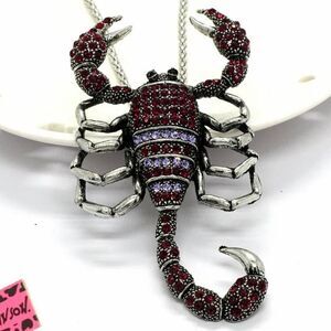 Gorgeous Crystal Rhinestone Big Scorpion Pendant Necklace NWOT